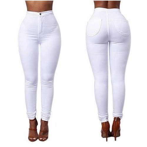 High Waist Skinny Jeans For Ladies- White