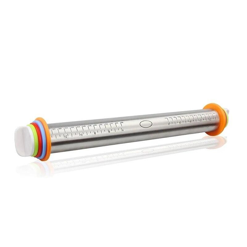 Adjustable Stainless Steel Rolling Pin Fondant Cake  Dough Roller Bakeware Tools
