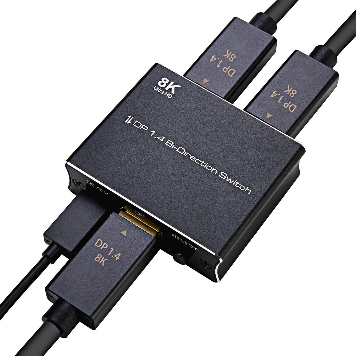 DP1.4 Bi-direction Switcher Converter Support 1 in 2 out/2 in 1 out Switching up to 8K Resolution Metal Shell Easy Operation