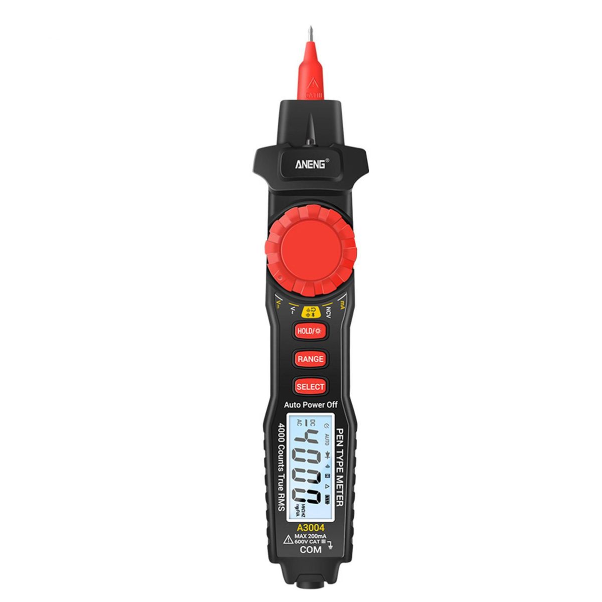 ANENG A3004 Digital Pen Multimeter Auto Range NCV AC/DC Voltmeter Ammeter Ohmmeter Resistance Meter with Capacitance Diode Test Continuity Alarm Backlit LCD Screen with Data Hold Flashlight