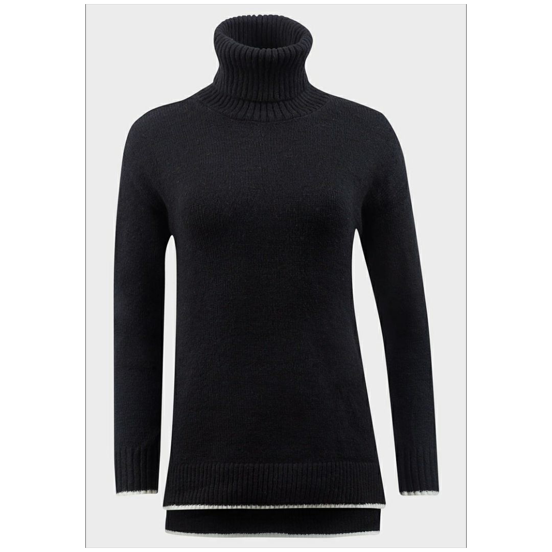 R Ladies Roll Neck Step Hem Knitted Jumper