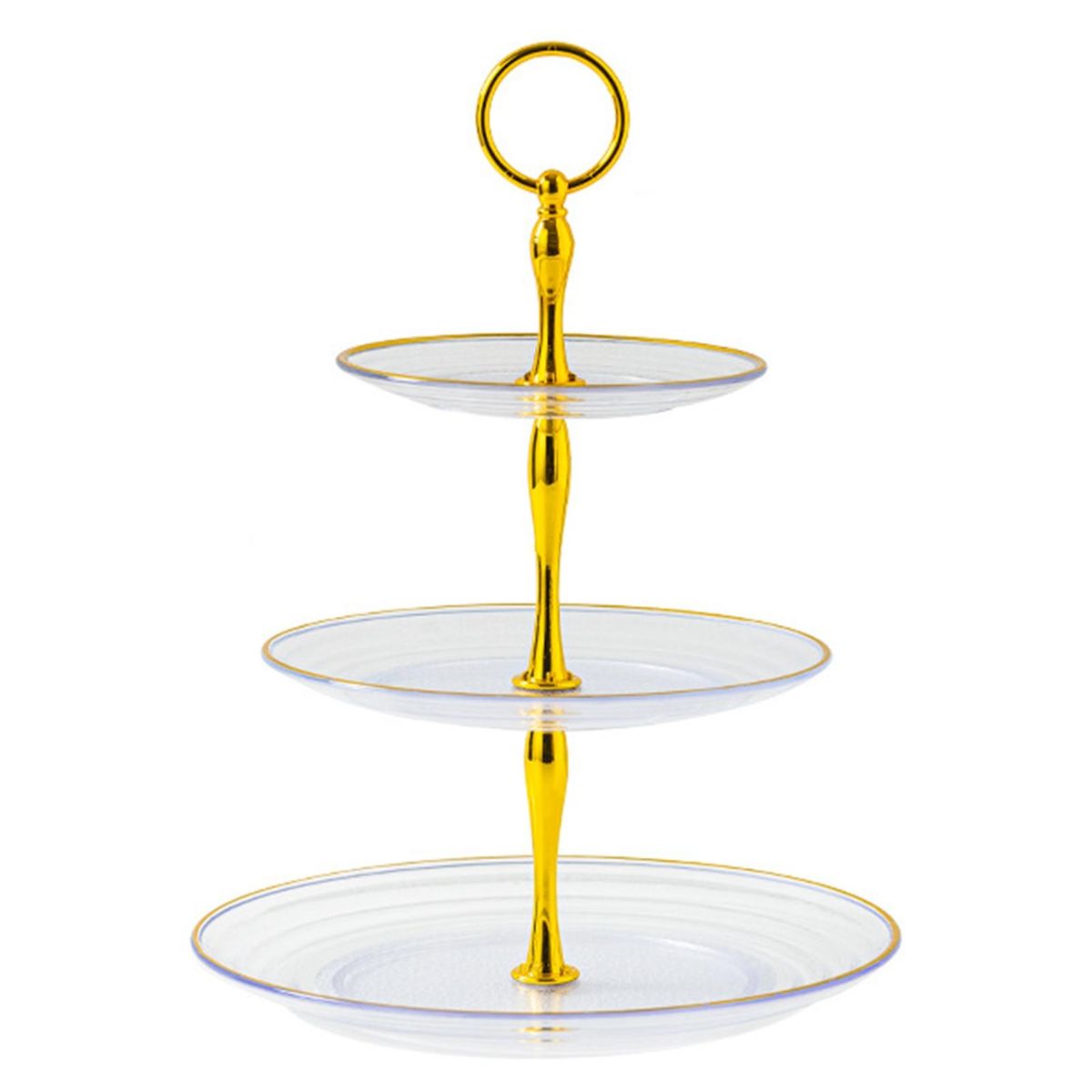 Tiered Dessert Tray Golden Edged Cupcake Stand Elegant 3 Tier for Baby Transparent