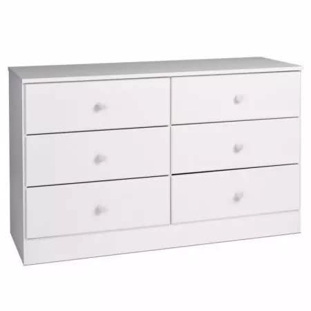 Brd 6 Drawer Double Dresser - White