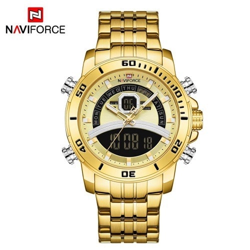 Stainless Steel Dual Time Wrist Watch For Men