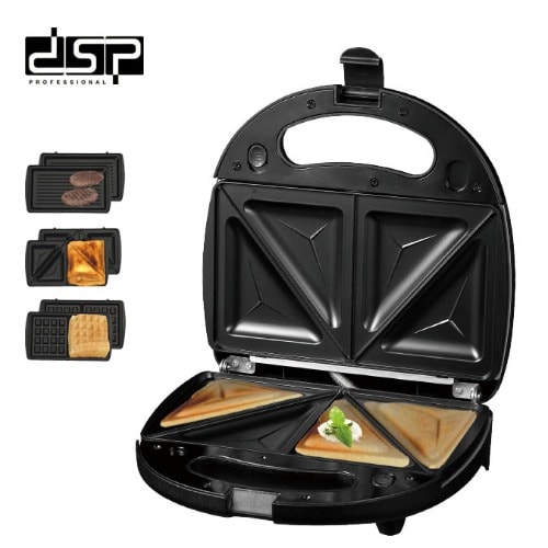 Dsp Kc1049 3 In 1 Sandwich Maker - 750 Watt - Black