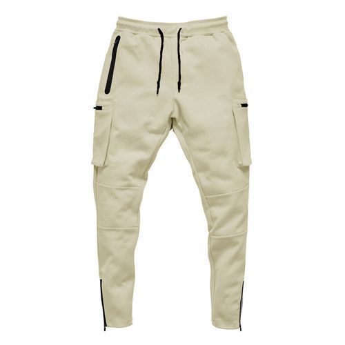 Joggers Pants Men Autumn Running Sweatpants Multi_pocket Track Pants Gym Fitness Training Trousers Male Sport Workout Pant(#Beige)