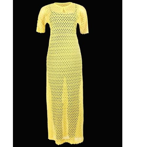 Ladies Lovely Maxi Lace Dress -Yellow