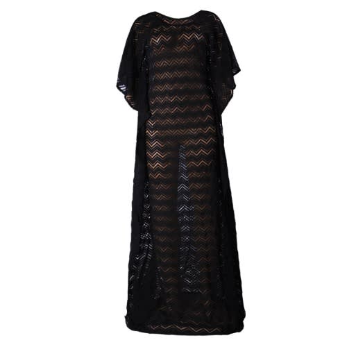 Ladies Maxi Bubu Lace Dress -black