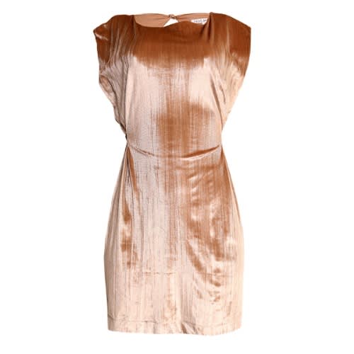 D-ring Belted Velvet  Dress - Brown