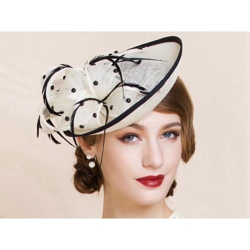 Inspired Edge Beautiful Fascinator - Cream & Black