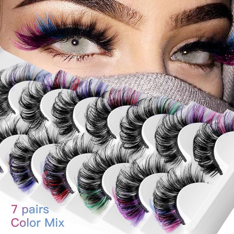 7 Pairs 3D Mink Colored False Eyelashes Natural Fluffy