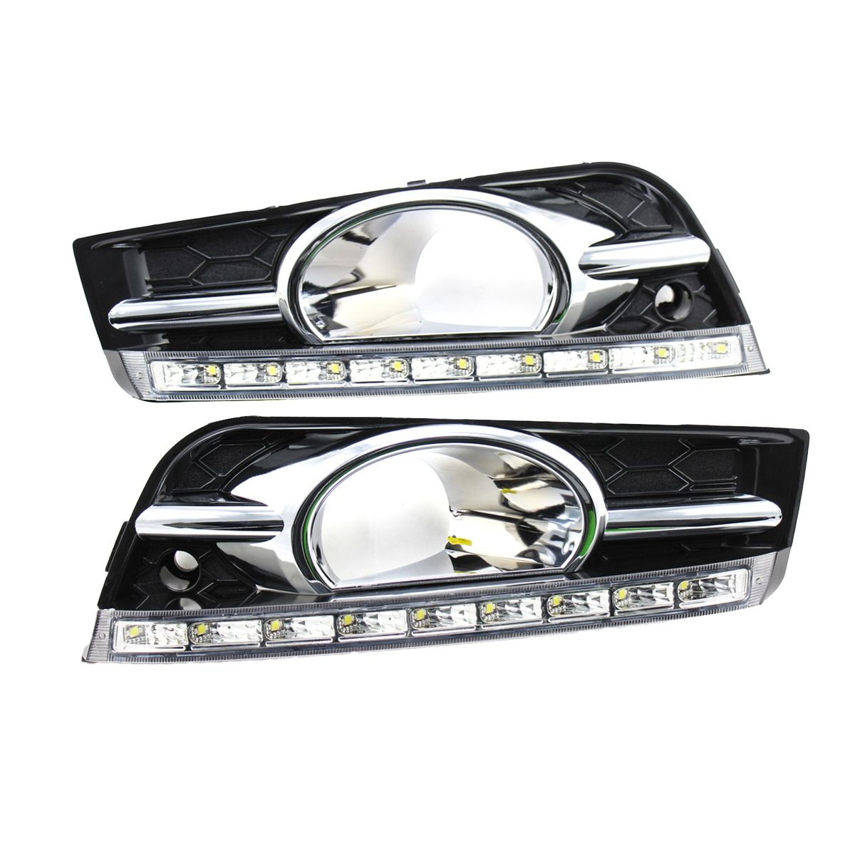 2Pcs Front Bumper Fog Light Super Bright LED DRL-Black