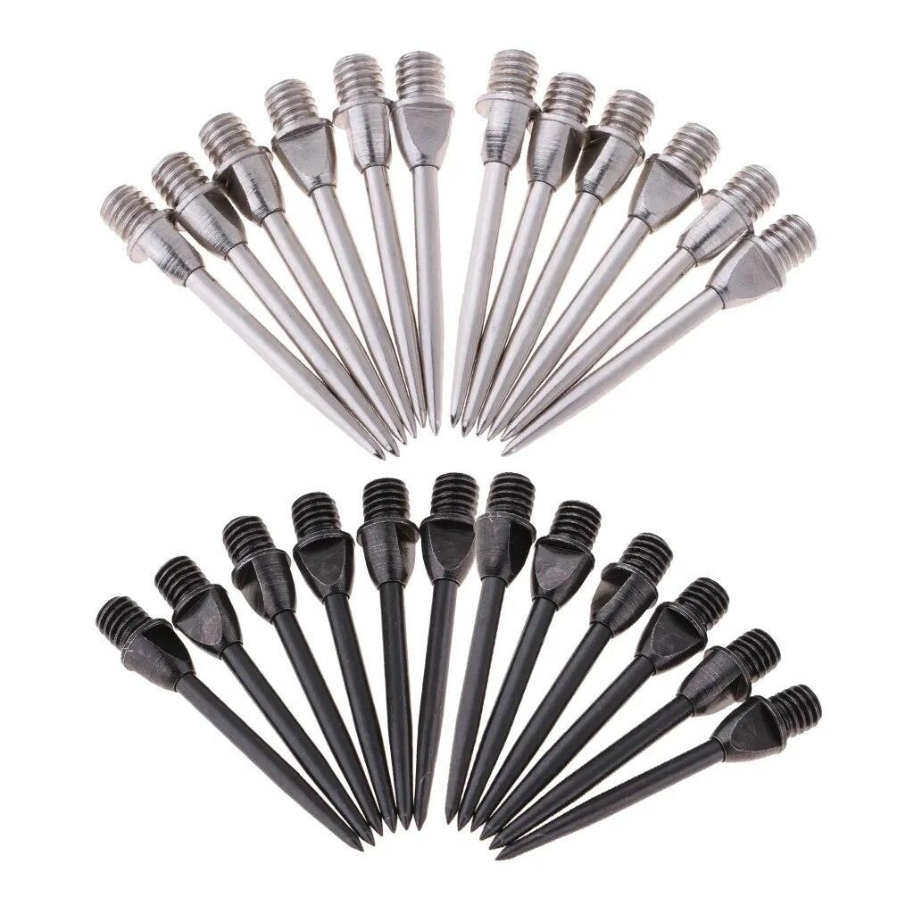 24Pieces Soft Darts Steel Points Conversion Point Converter Tips Replacement Used for Steel Tip Darts Black and Silver