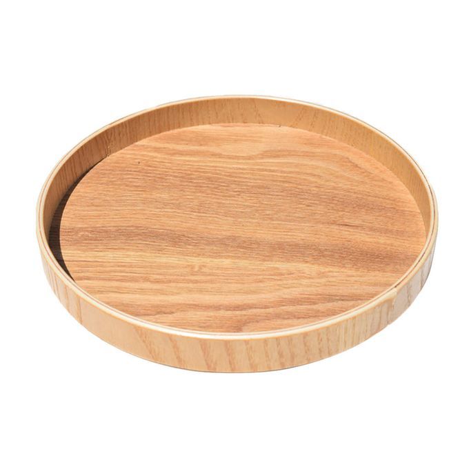 1x Wood Serving Tray Round Tea Tray Kitchen Restaurant Table Food