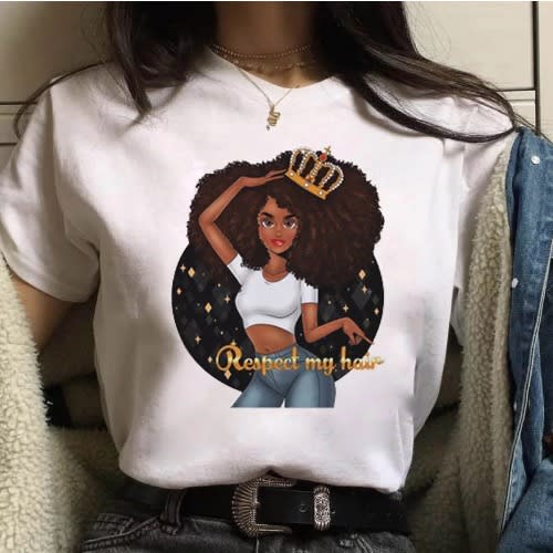 Ladies ‘Respect My Hair’ Print T-shirt