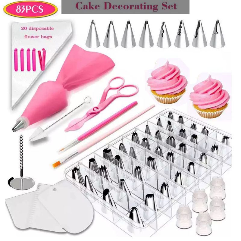 83 Pcs/set Cake Decorating Turntable Piping Tip Nozzle Pastry Bag Set Diy Kit