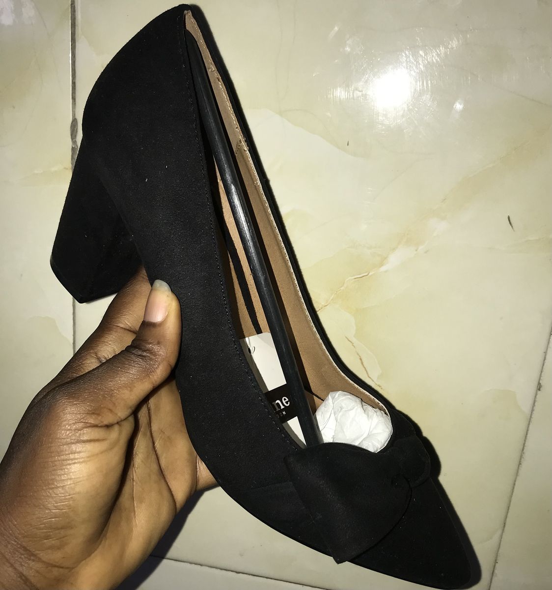 Female Coperate Court Moderate Heel Covered Shoe-Black