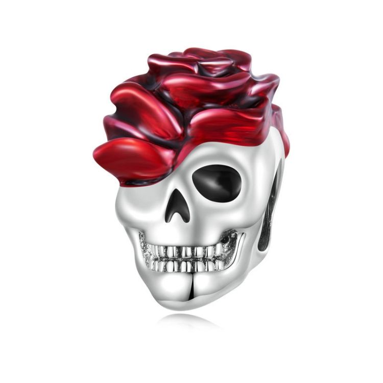 SCC2403 Halloween Rose Skull Skeleton Pearl