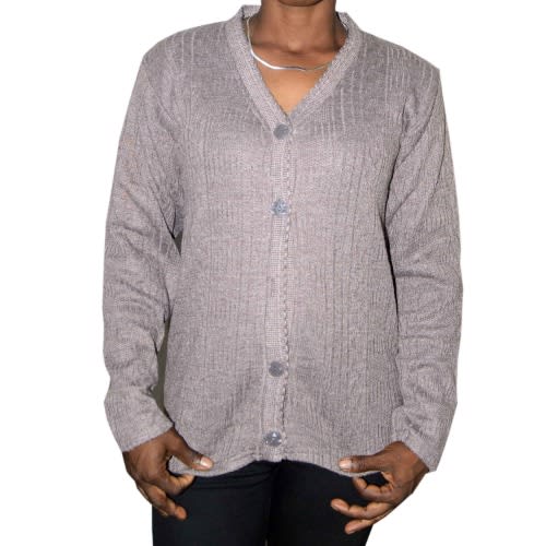 Ladies Long Sleeve  Cardigan - Brown