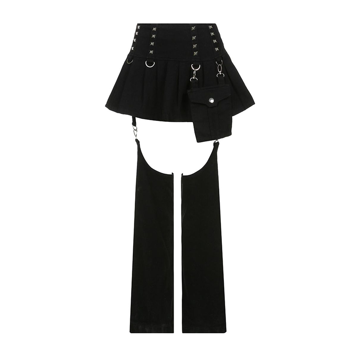 Punk Gothic Pleated Skirt Women Black Short Skirt S