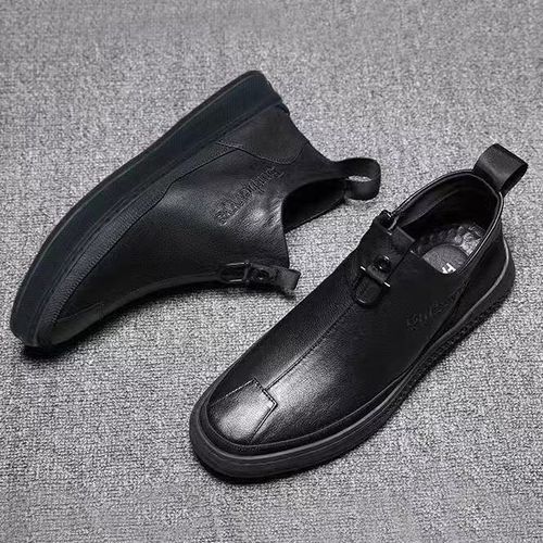 Men's New Fashion High Tie Work Casual Leather Shoes-Black