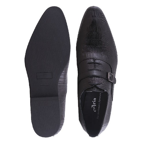 Men's Leather Shoe Lace Up/buckle Black Msh-4370