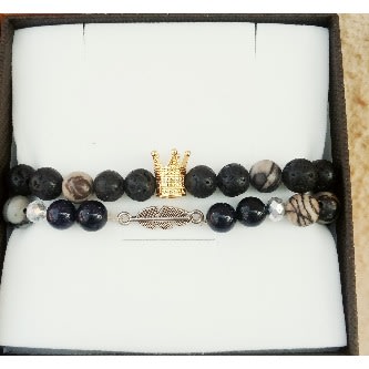 Web Jasper Gemstone Bracelet Set For Unisex