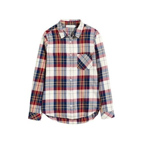 Checked/plaid Cotton Shirt- Natural White