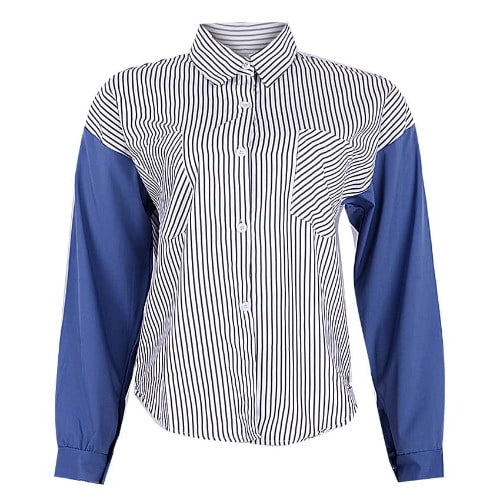 Striped Cotton Long Sleeve Blouse
