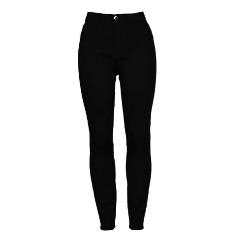 High Waist Denim Trouser- Black