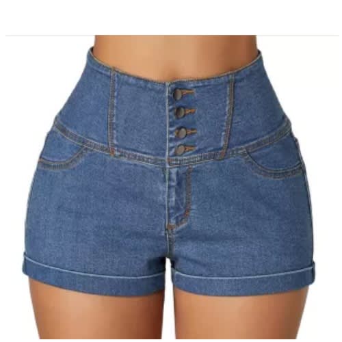 High Waist Short Jeans - Blue