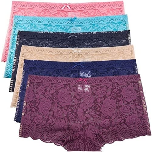 Women's Lace Boyshort Panty 6pcs