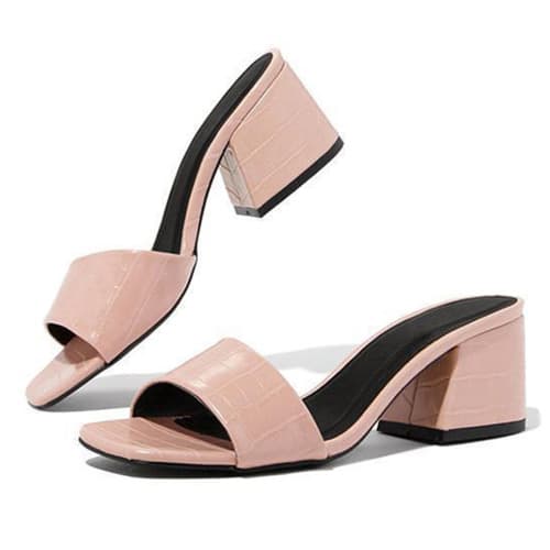 Mock Croc Thick Heel American Slippers