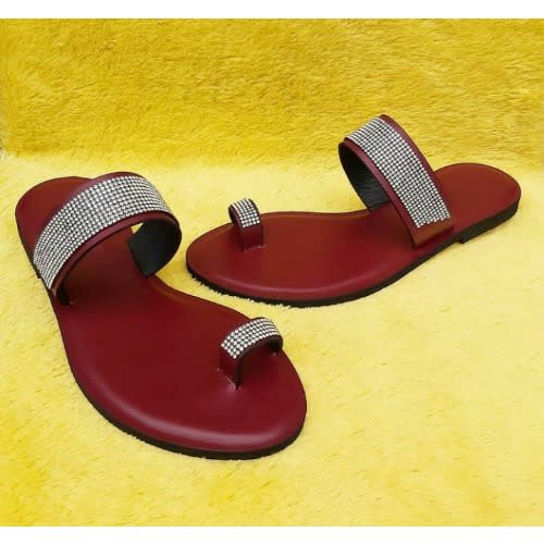Quality Female Toe Leather Slippers