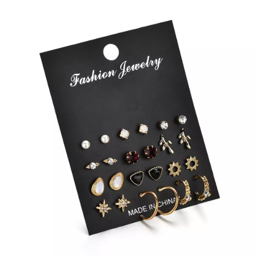 Stud Earrings For Women - 12 Pairs