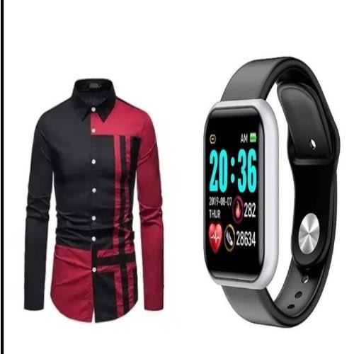 Colourful Shirt For Men + Unisex Smart Watch