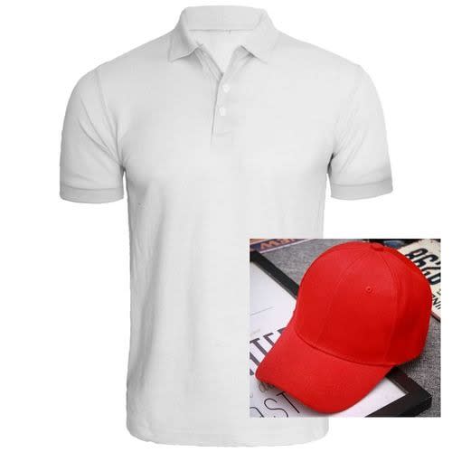 Men's Polo T-Shirt & Cap - Red & White