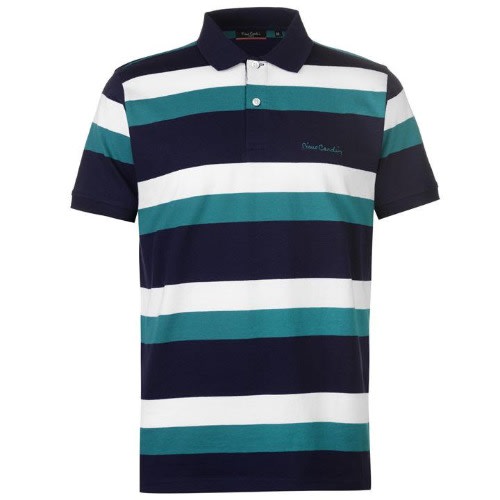 Stripe 3 Polo Shirt Mens- Navy