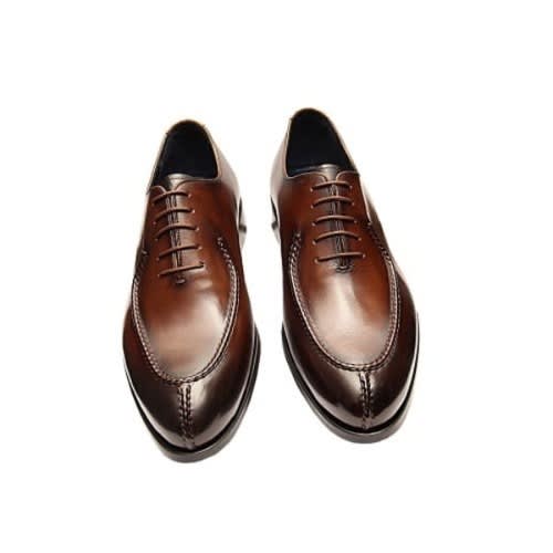 Men's Leather Shoes - Dark Brown