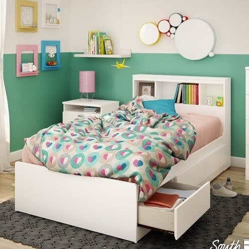 J Best & Captain's Bed Frame With Bookcase - 3ft By 6ft - White