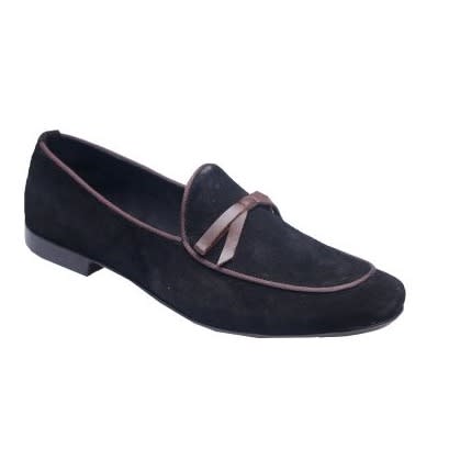 Bi - Material Men's Suede With Bow Tie - Black