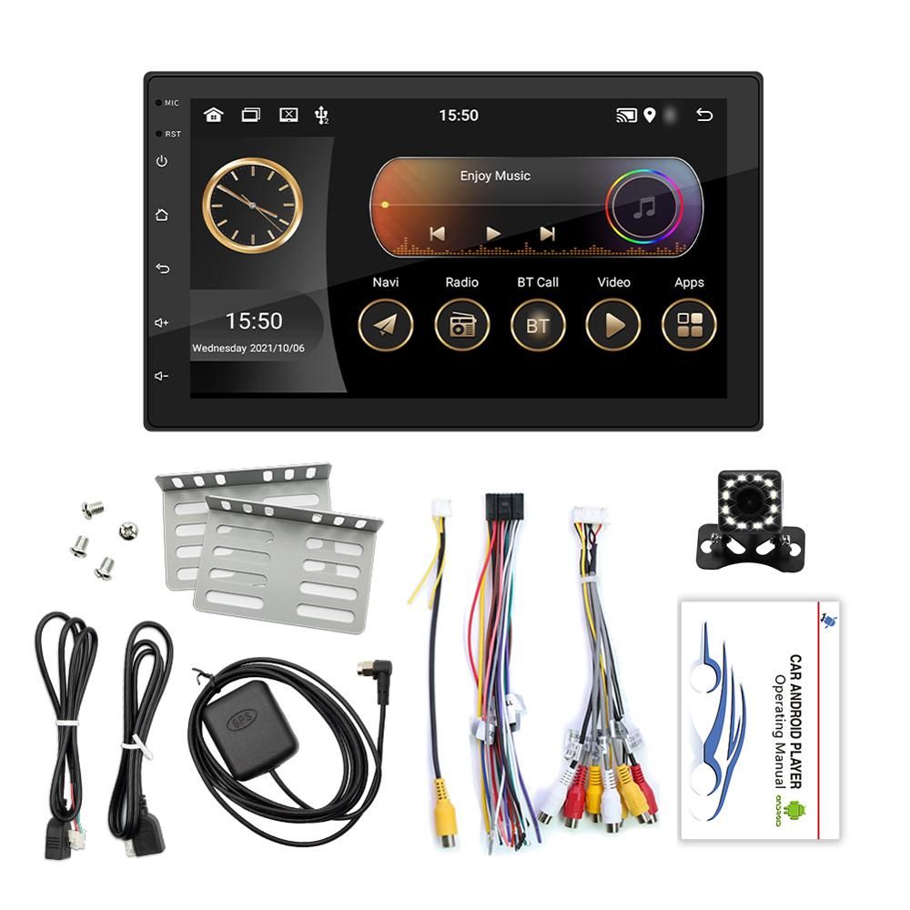 Android 11 Car Stereo Double Din GPS Navigation FM Radio with 7 Inch Touchscreen Support WIFI/AUX/U-Disk/Phone Link/Hands-Free Calling/Reverse Picture/Steering Wheel Control with Backup Camera