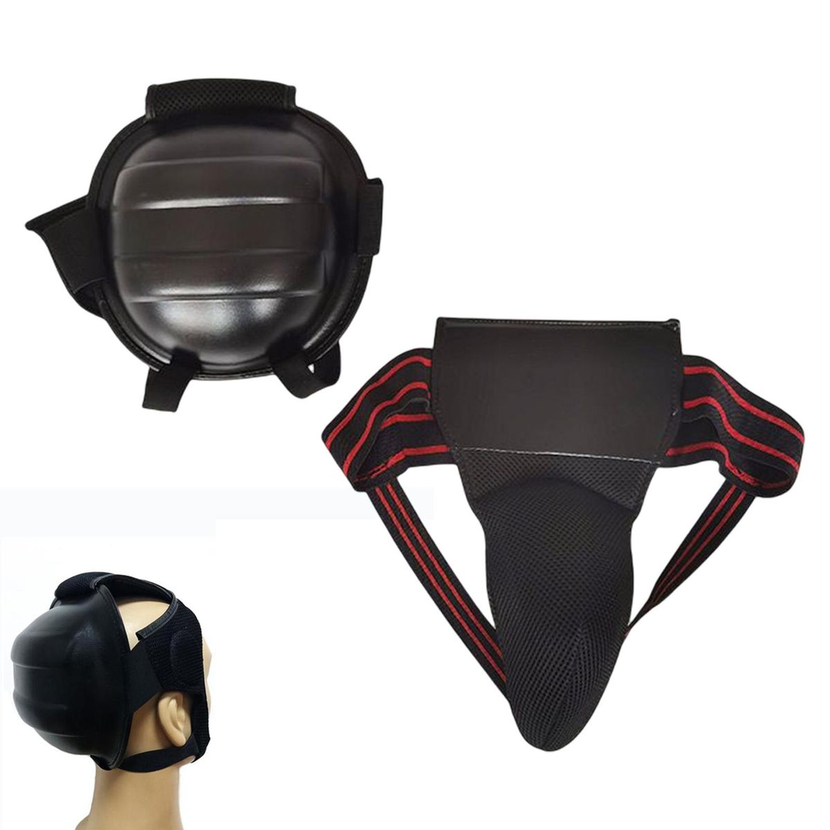 2x Taekwondo Groin Protector Adjustable Padded Headgear For Boxing