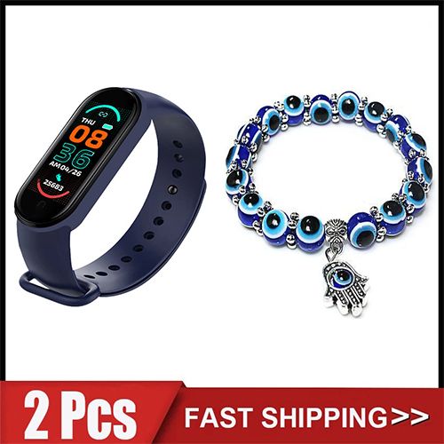 Smart Watch Blue Eyes Bracelet Set