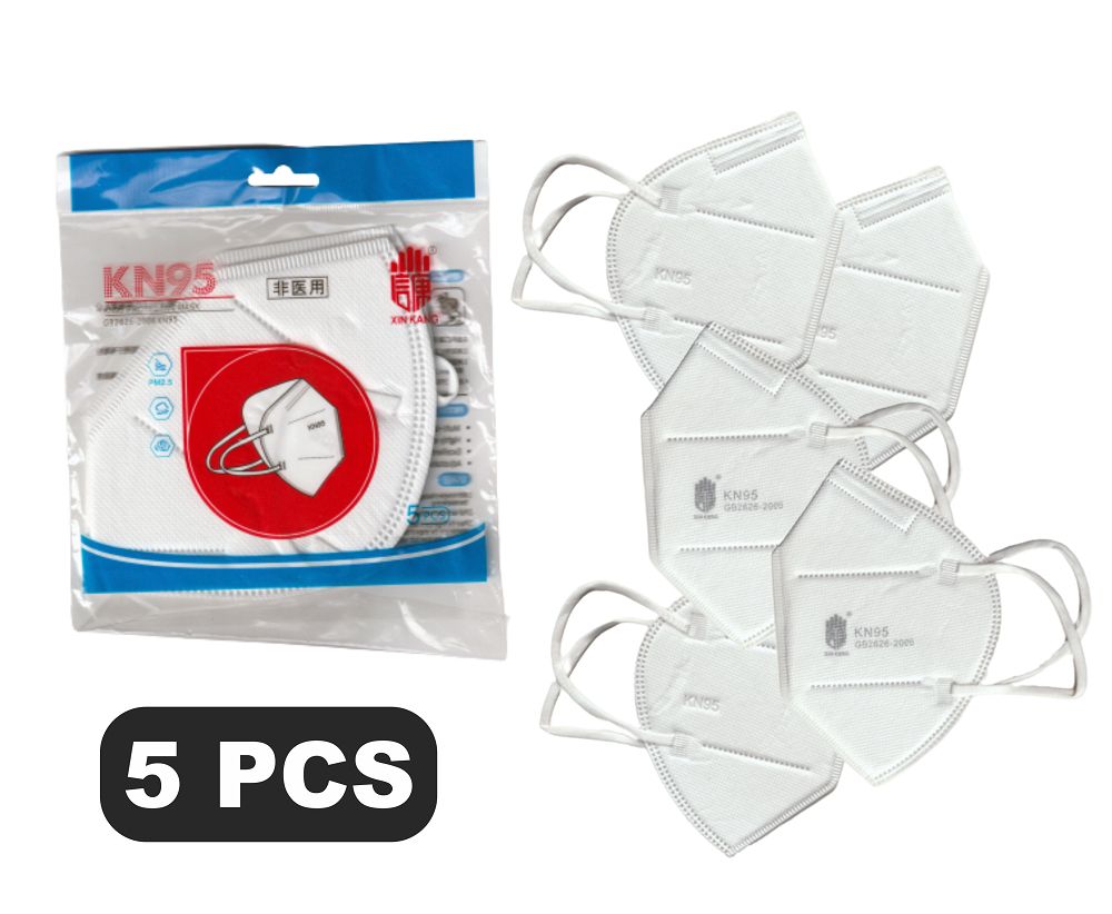 KN95 FLAT FOLD RESPIRATOR / MASK (DISPOSABLE) - 5PCS