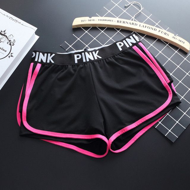New English Alphabet Sport Shorts For Women Rose Red_M