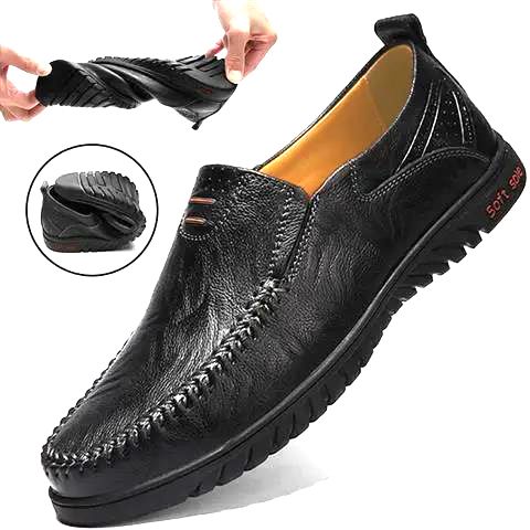 Men's Fashion Trend Soft Soled Leather Shoes - Black