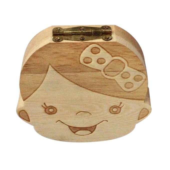 DM Creative Baby Teeth Box Saver Storage Wooden Children Holder Organize-wood