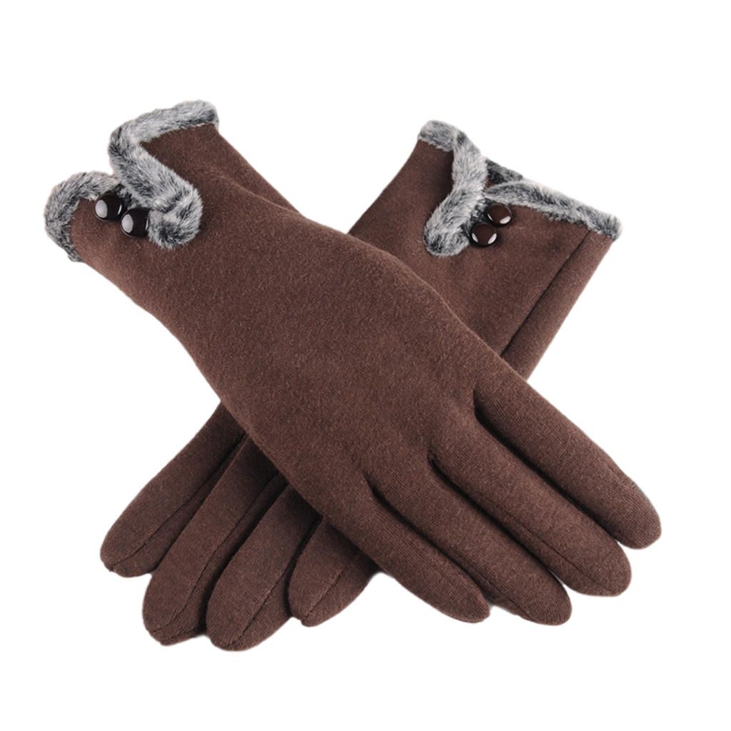 Ladies Winter Gloves Touch Screen Fleece Thick Warm Brown