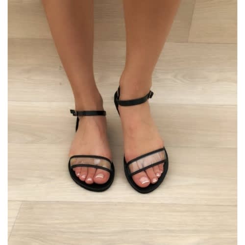Ladies Toe Slingback Sandals - Black